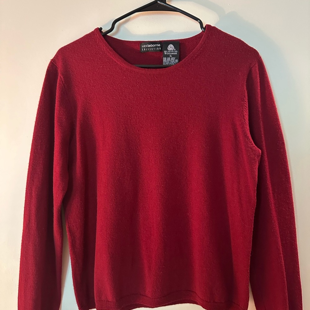 100% Wool Liz Claiborne Women's Red Sweater